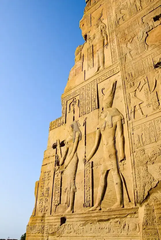 Carved reliefs on an ancient Egyptian monument