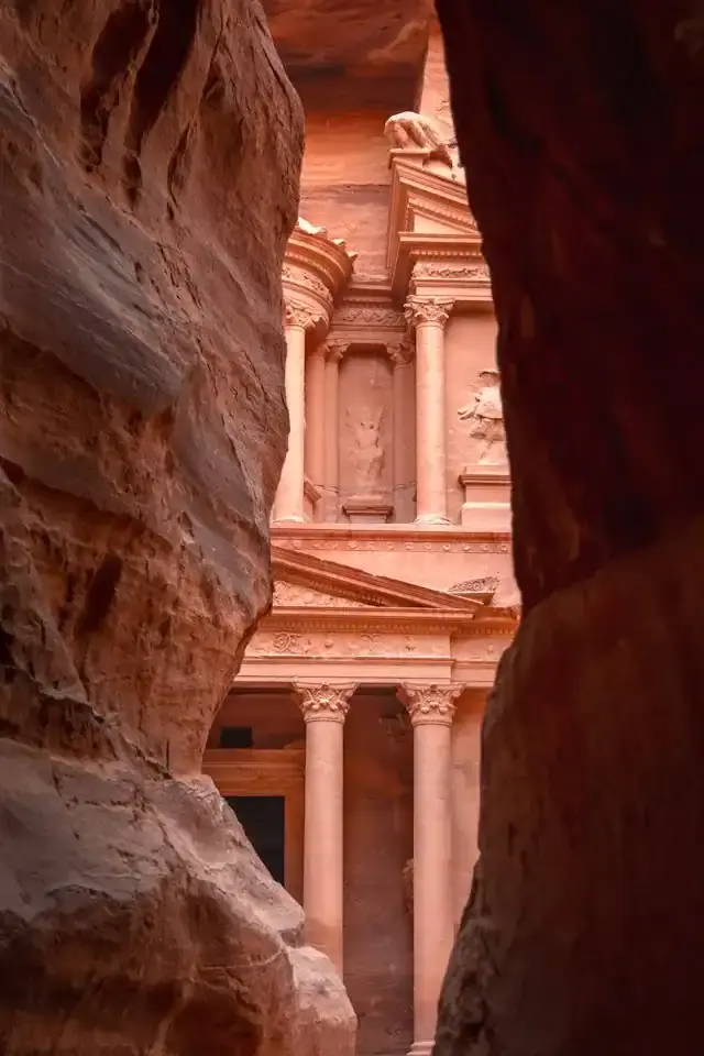 The Treasury at Petra seen through the Siq